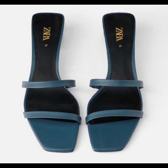 ZARA blue sqaure toe strappy sandals
